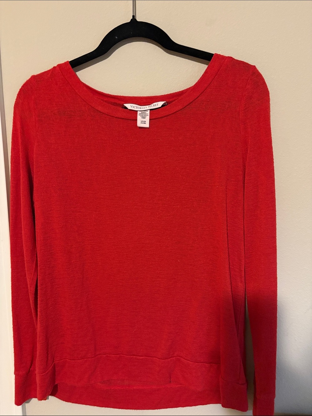 Victoria's Secret Bright Red Long Sleeve Crewneck Top